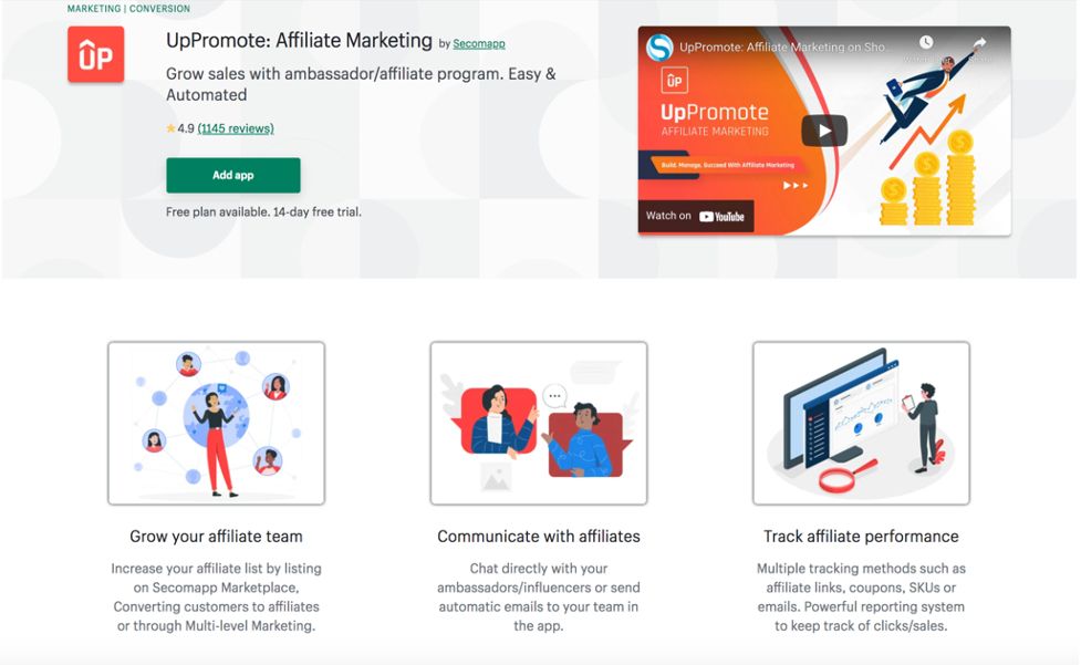 UpPromote affiliate marketing app
