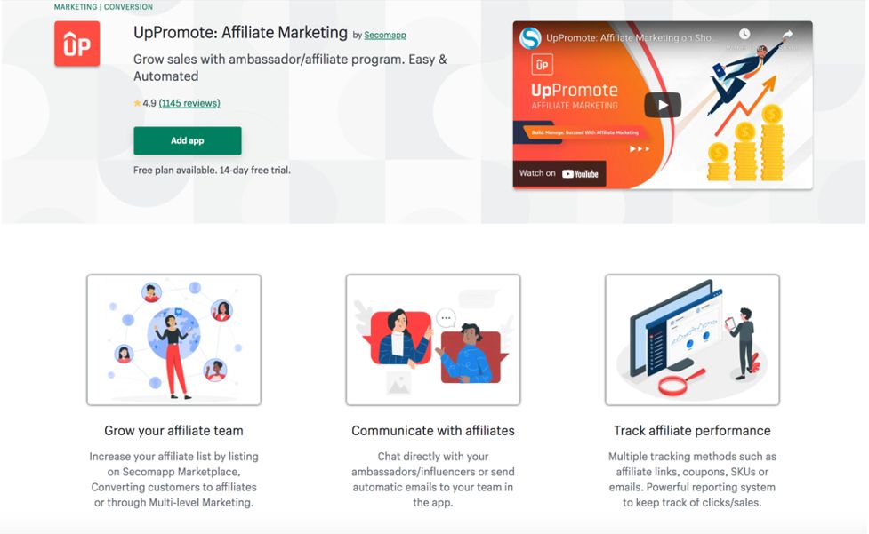 UpPromote affiliate marketing app